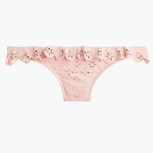 J.Crew scalloped eyelet lowrider bikini bottom, medium, pink